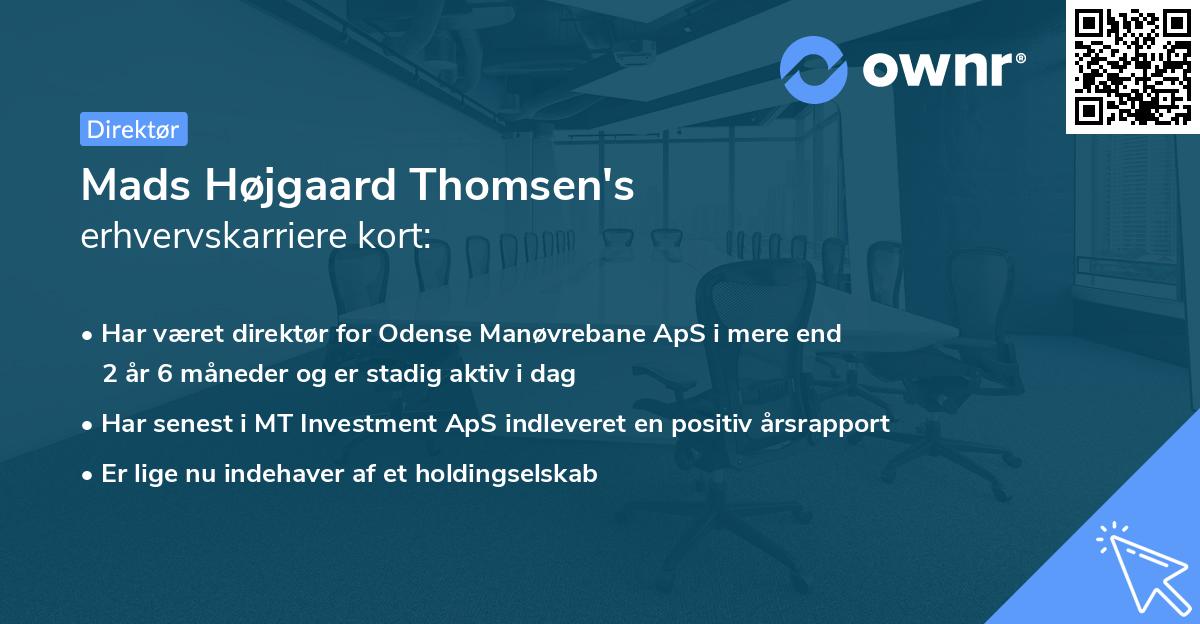 Mads Højgaard Thomsen's erhvervskarriere kort