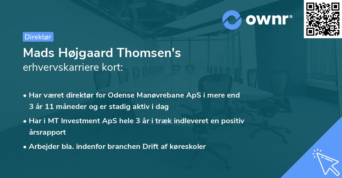 Mads Højgaard Thomsen's erhvervskarriere kort