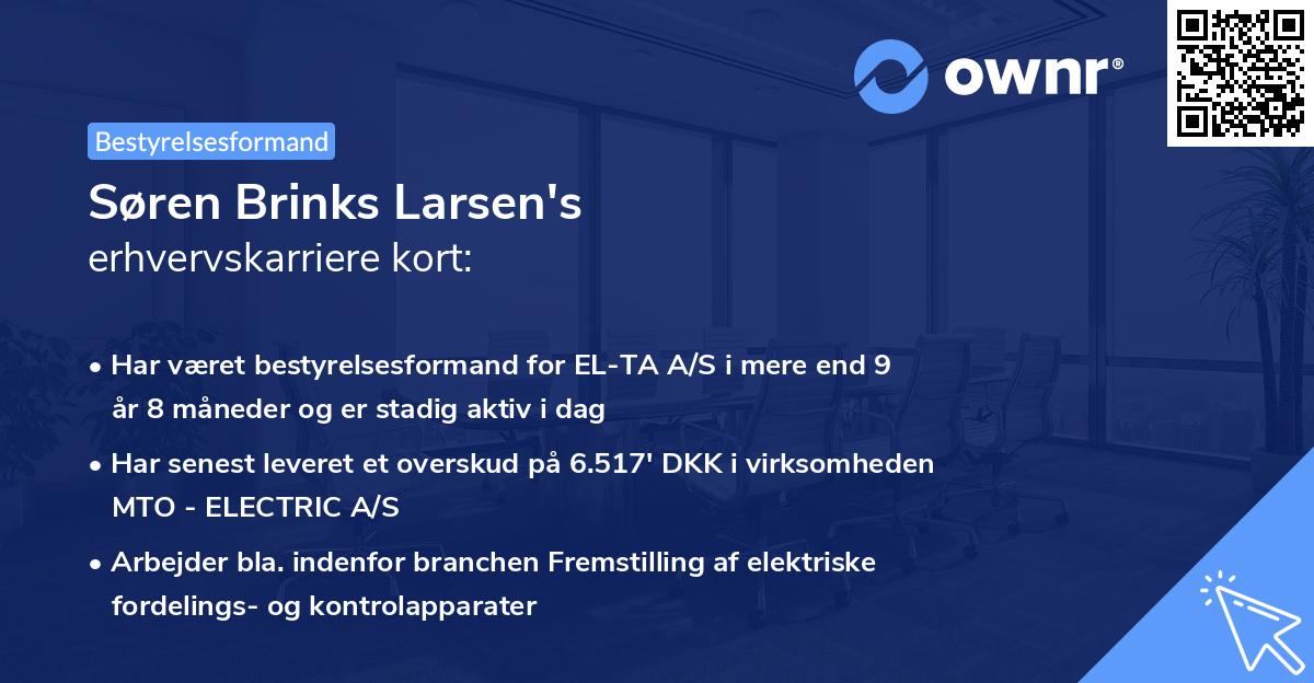 Søren Brinks Larsen's erhvervskarriere kort