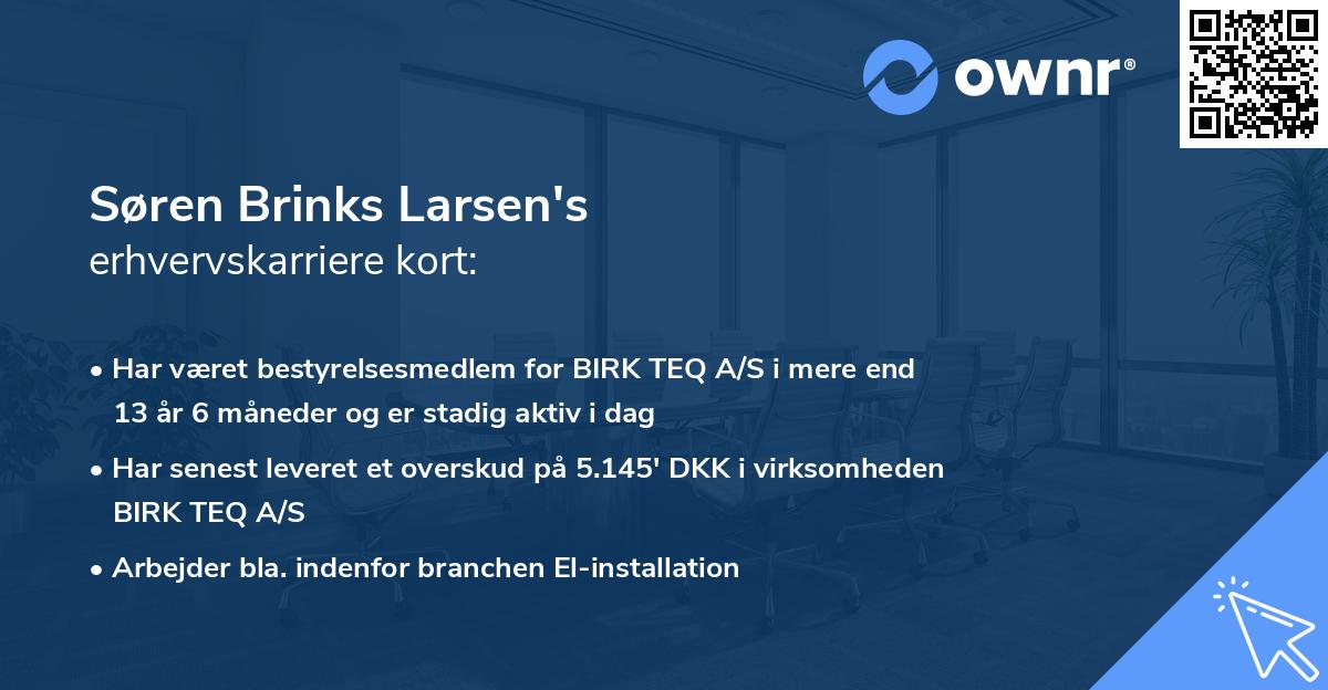 Søren Brinks Larsen's erhvervskarriere kort