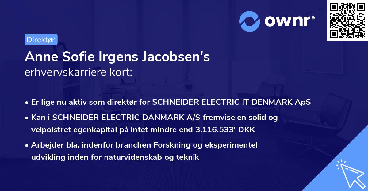 Anne Sofie Irgens Jacobsen's erhvervskarriere kort