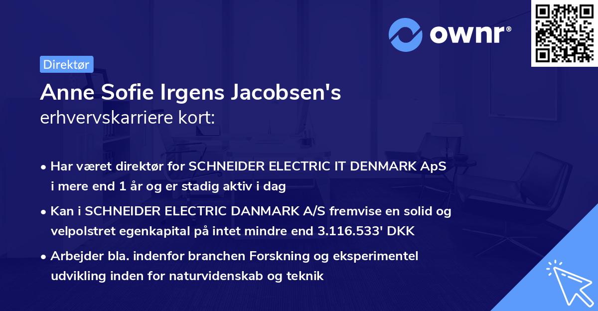 Anne Sofie Irgens Jacobsen's erhvervskarriere kort