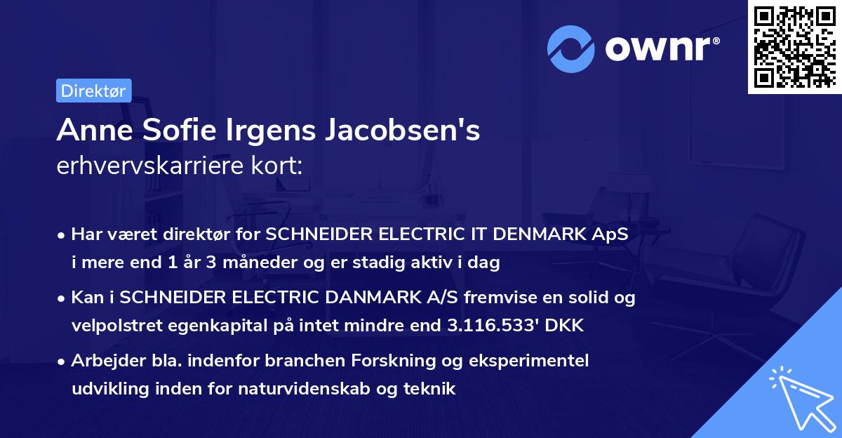 Anne Sofie Irgens Jacobsen's erhvervskarriere kort