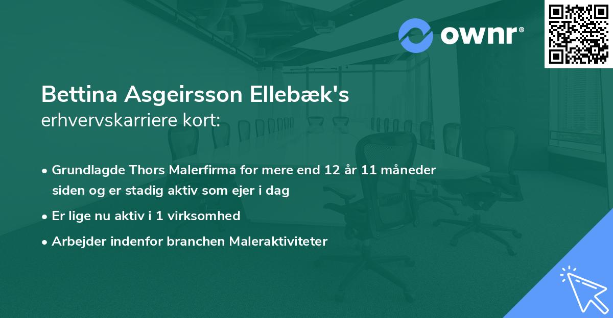 Bettina Asgeirsson Ellebæk's erhvervskarriere kort