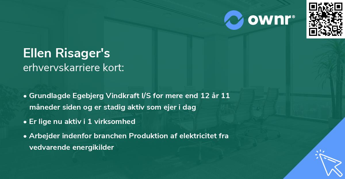 Ellen Risager's erhvervskarriere kort