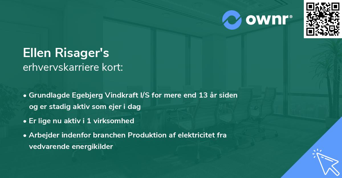 Ellen Risager's erhvervskarriere kort