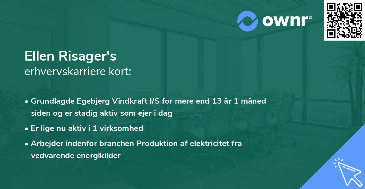 Ellen Risager's erhvervskarriere kort