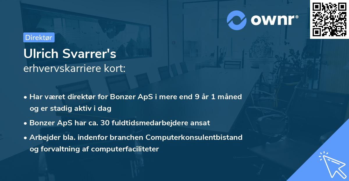 Ulrich Svarrer's erhvervskarriere kort