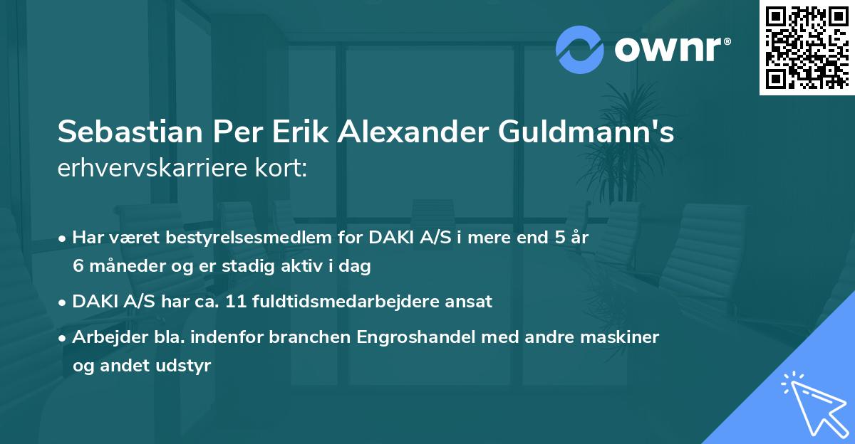 Sebastian Per Erik Alexander Guldmann's erhvervskarriere kort