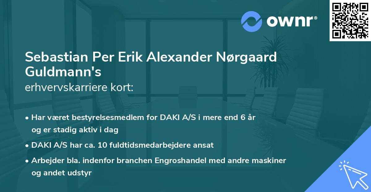 Sebastian Per Erik Alexander Nørgaard Guldmann's erhvervskarriere kort