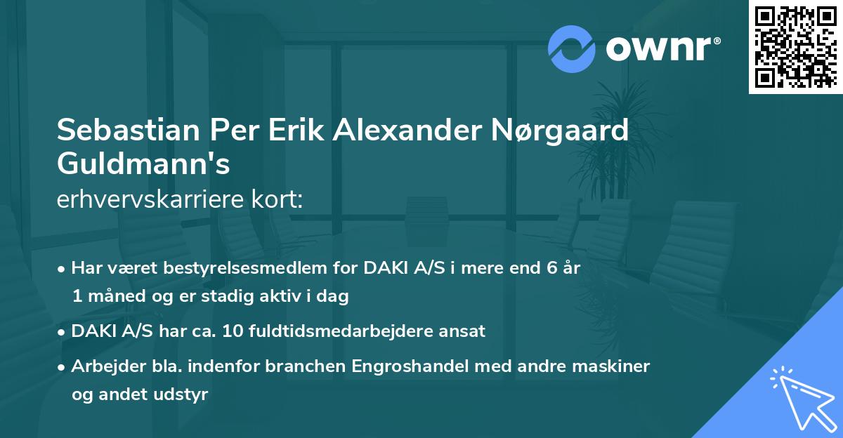 Sebastian Per Erik Alexander Nørgaard Guldmann's erhvervskarriere kort