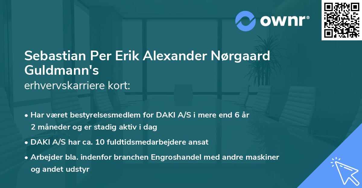 Sebastian Per Erik Alexander Nørgaard Guldmann's erhvervskarriere kort