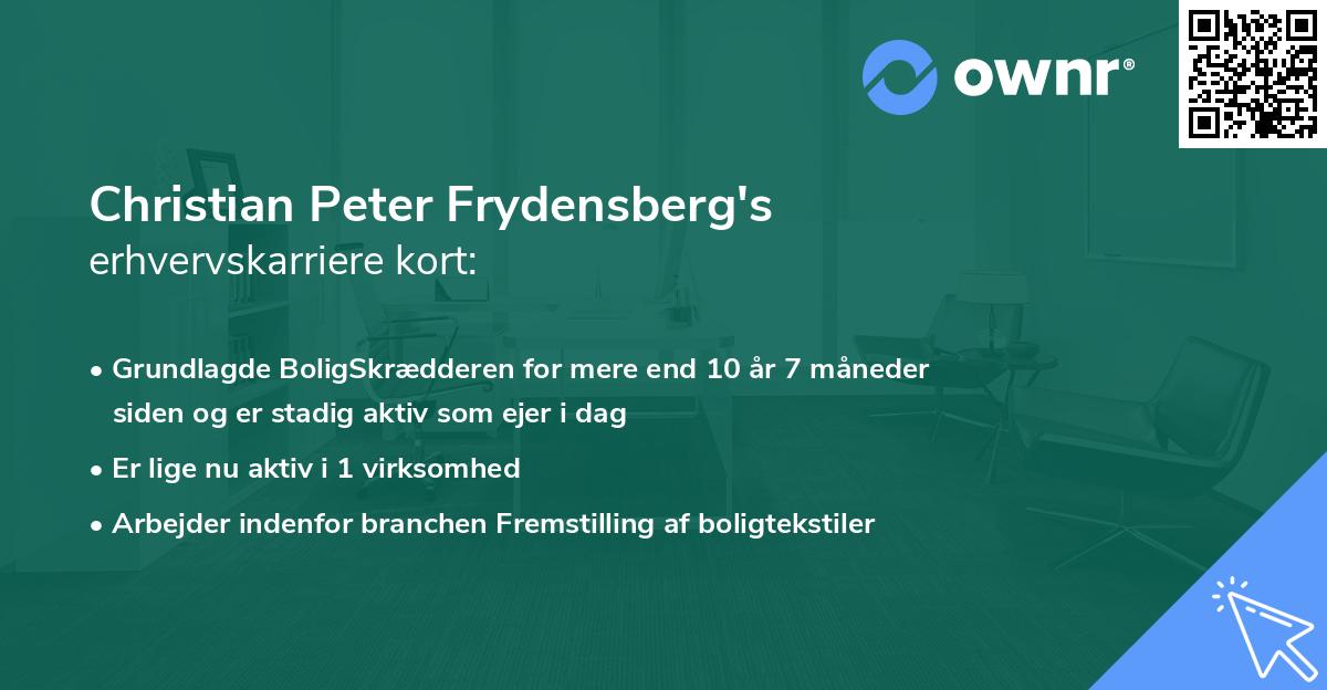 Christian Peter Frydensberg's erhvervskarriere kort