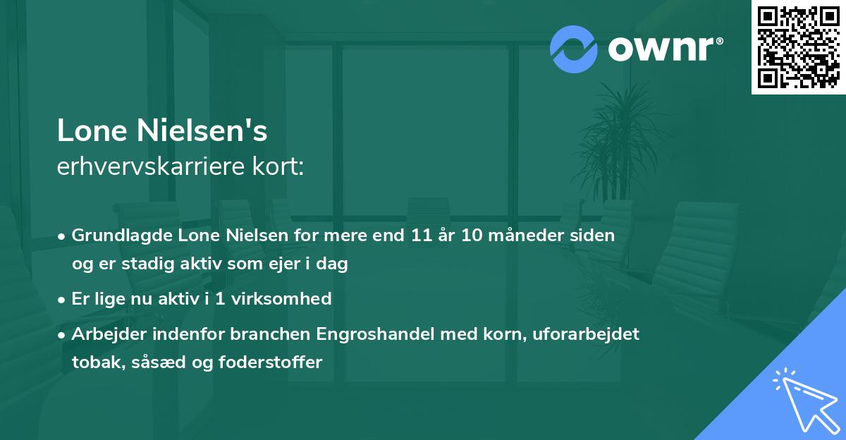 Lone Nielsen's erhvervskarriere kort