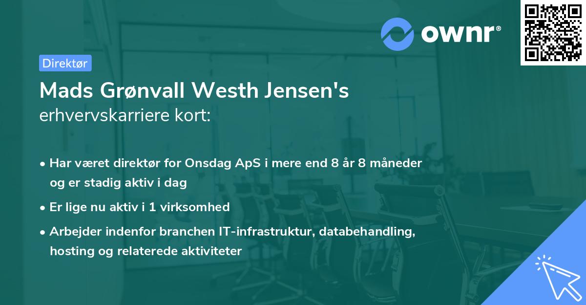 Mads Grønvall Westh Jensen's erhvervskarriere kort