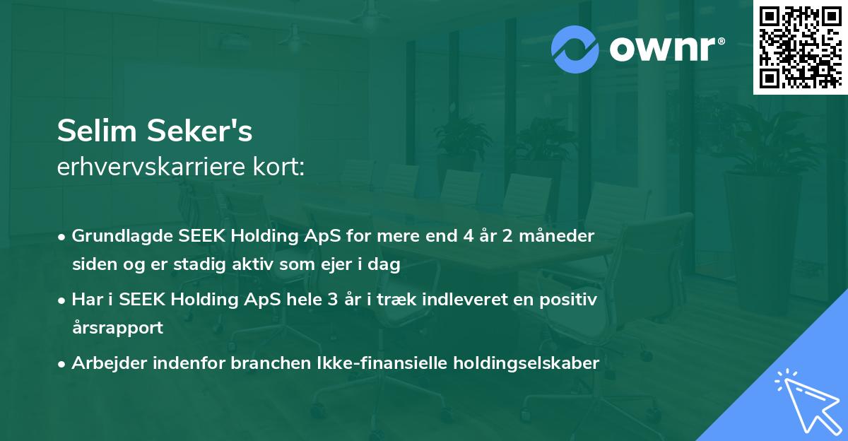 Selim Seker's erhvervskarriere kort