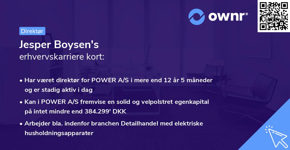 Jesper Boysen's erhvervskarriere kort