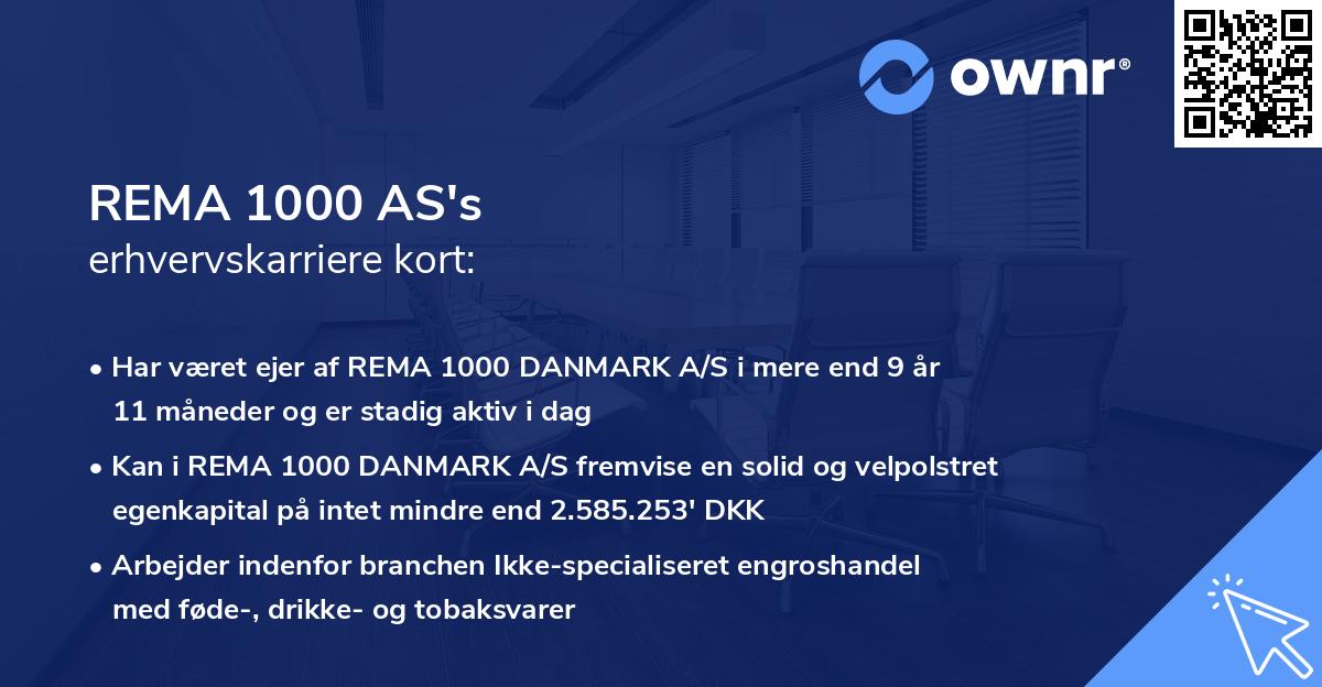 REMA 1000 AS's erhvervskarriere kort