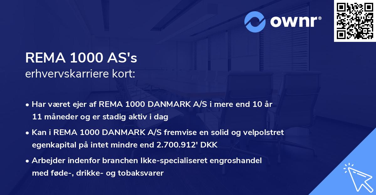 REMA 1000 AS's erhvervskarriere kort