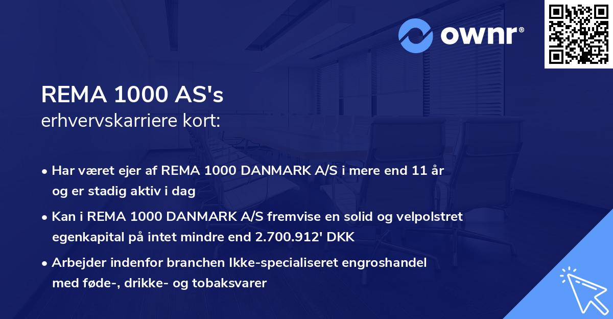 REMA 1000 AS's erhvervskarriere kort