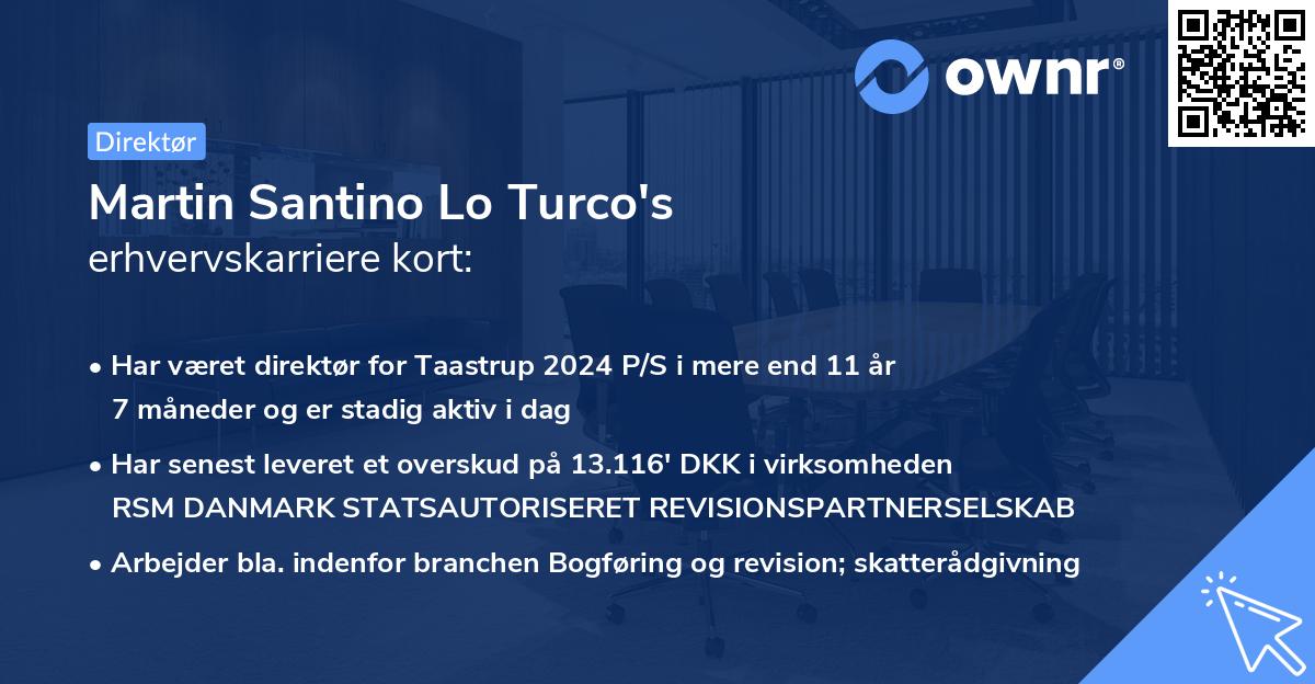 Martin Santino Lo Turco's erhvervskarriere kort