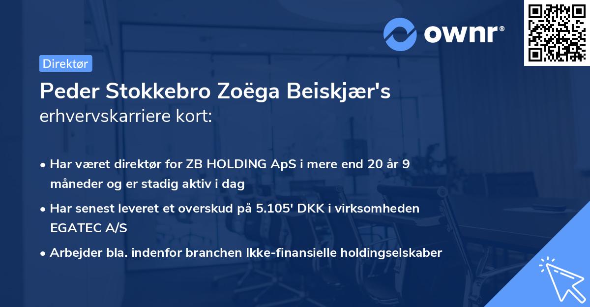 Peder Stokkebro Zoëga Beiskjær's erhvervskarriere kort