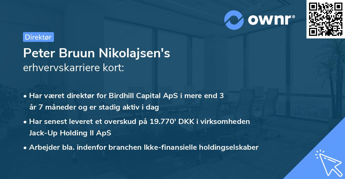 Peter Bruun Nikolajsen's erhvervskarriere kort