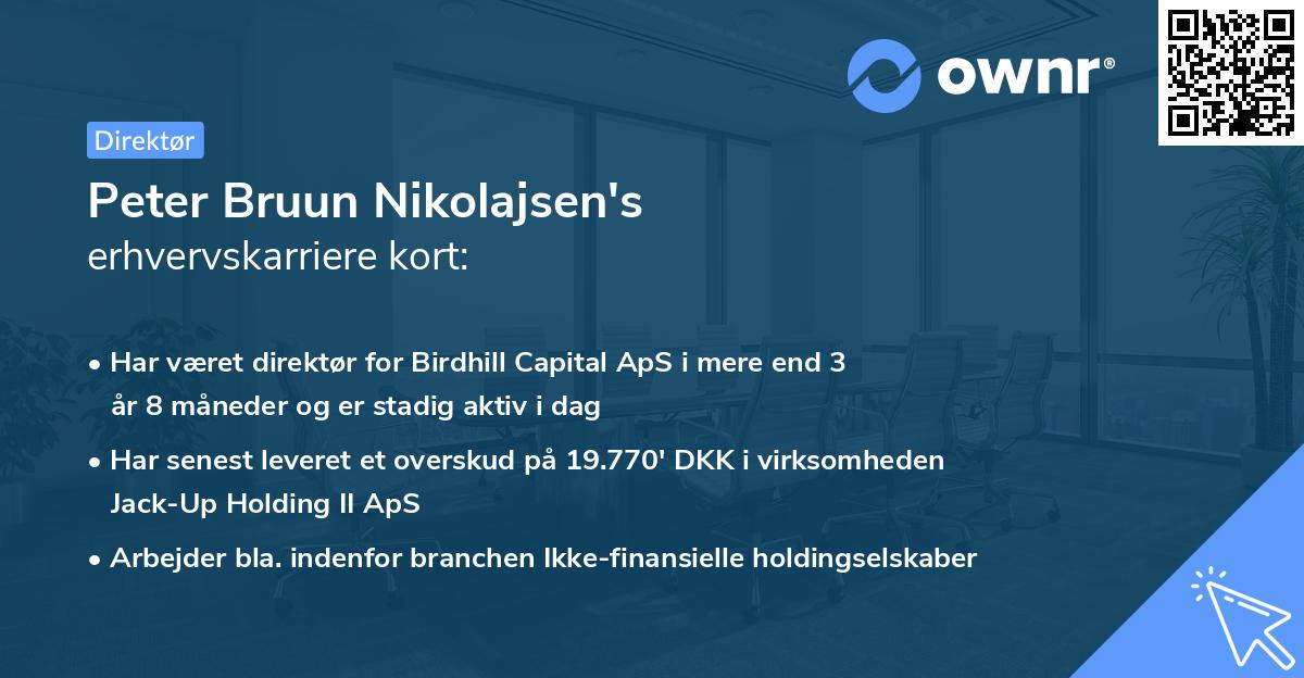 Peter Bruun Nikolajsen's erhvervskarriere kort