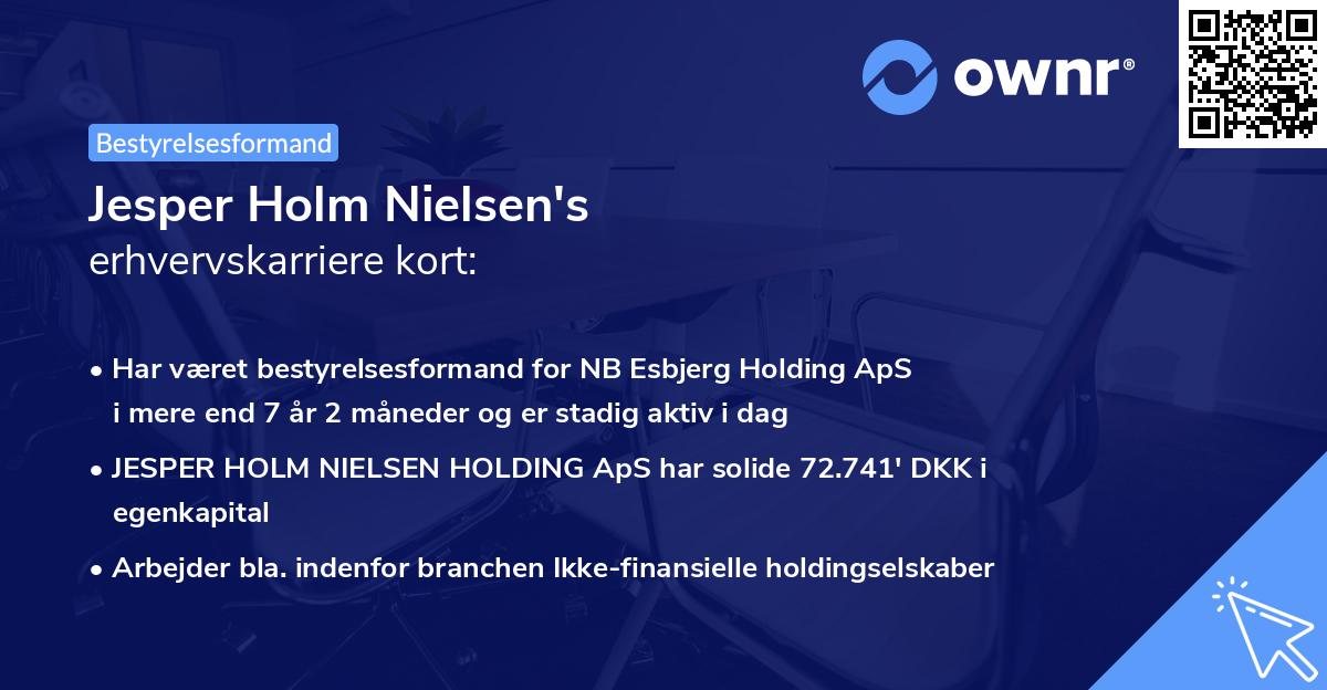 Jesper Holm Nielsen's erhvervskarriere kort