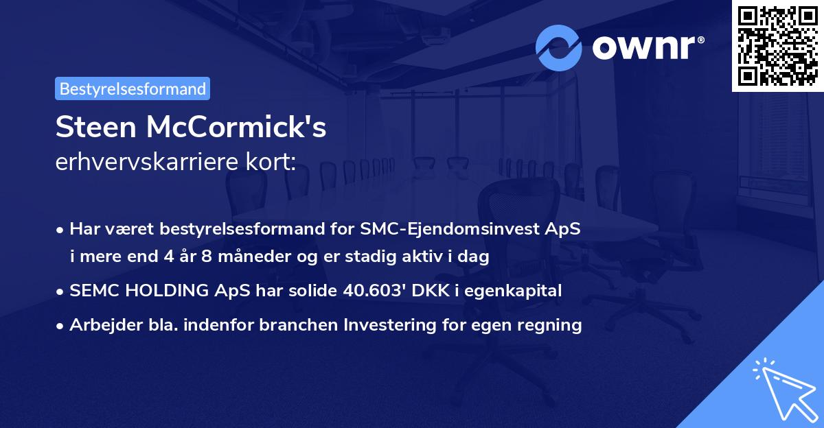 Steen McCormick's erhvervskarriere kort