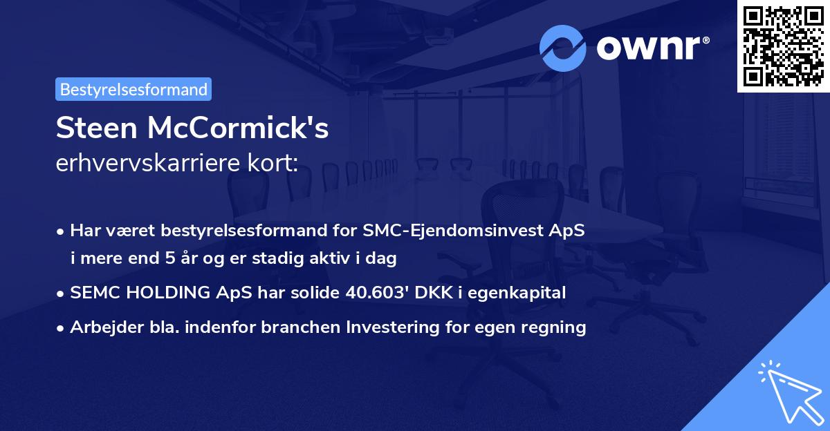 Steen McCormick's erhvervskarriere kort
