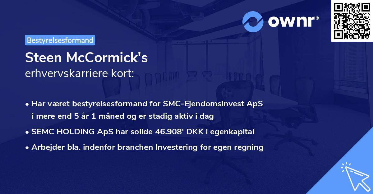 Steen McCormick's erhvervskarriere kort