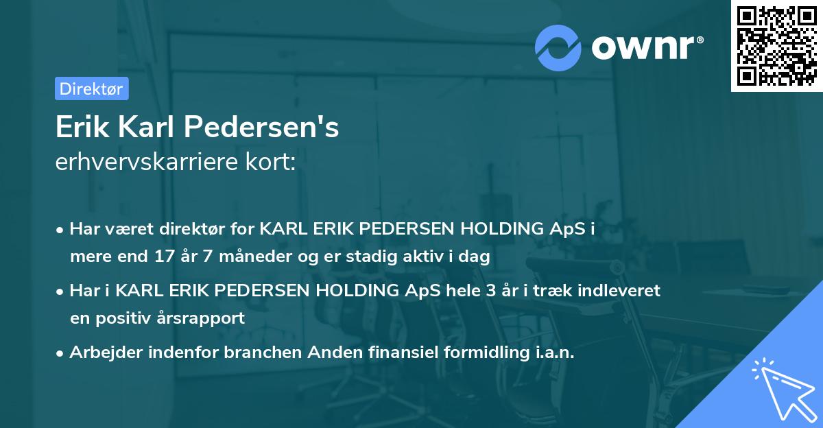 Erik Karl Pedersen's erhvervskarriere kort