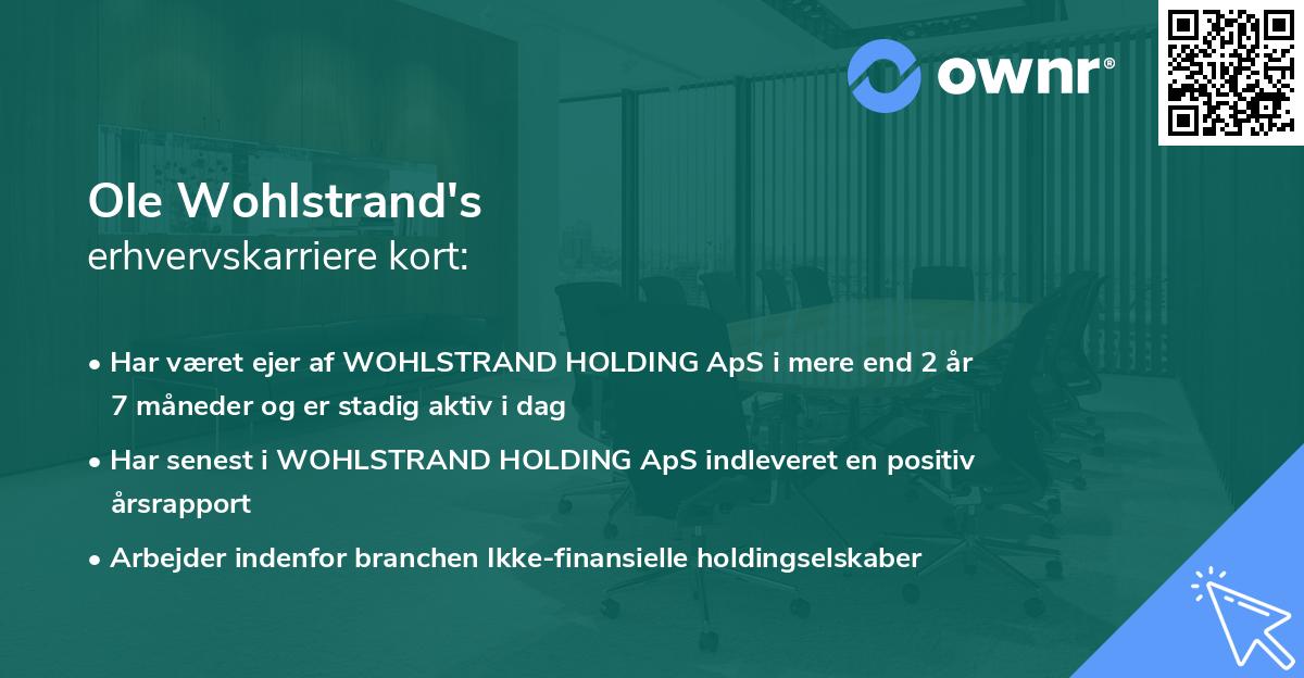Ole Wohlstrand's erhvervskarriere kort