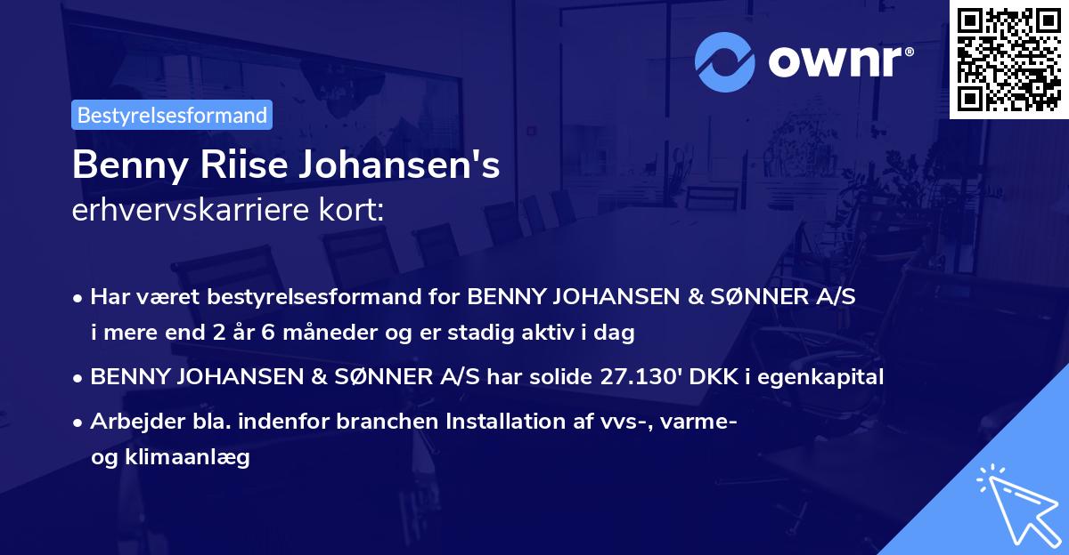 Benny Riise Johansen's erhvervskarriere kort