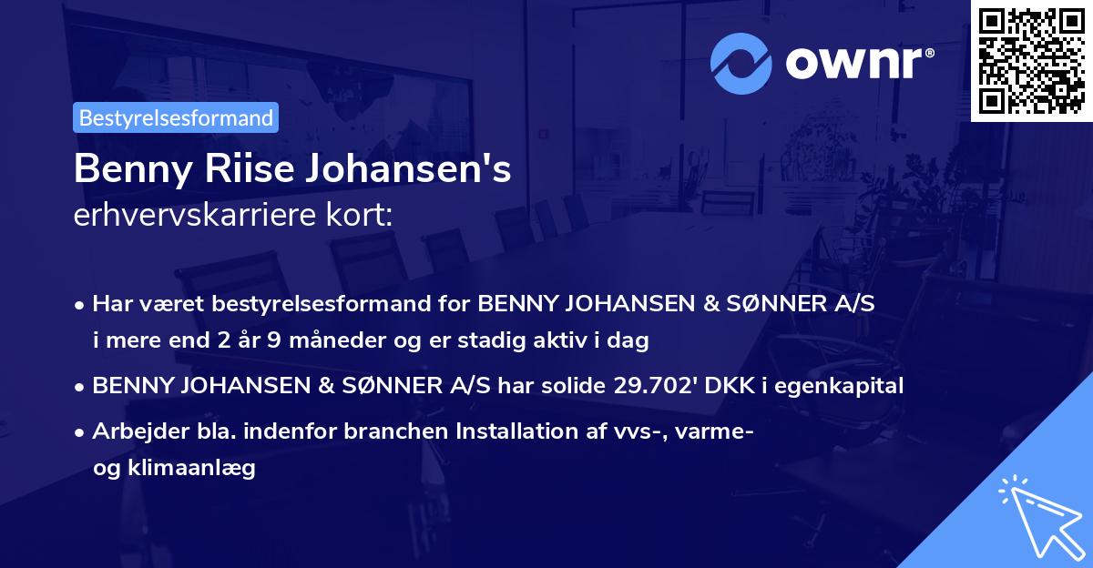 Benny Riise Johansen's erhvervskarriere kort