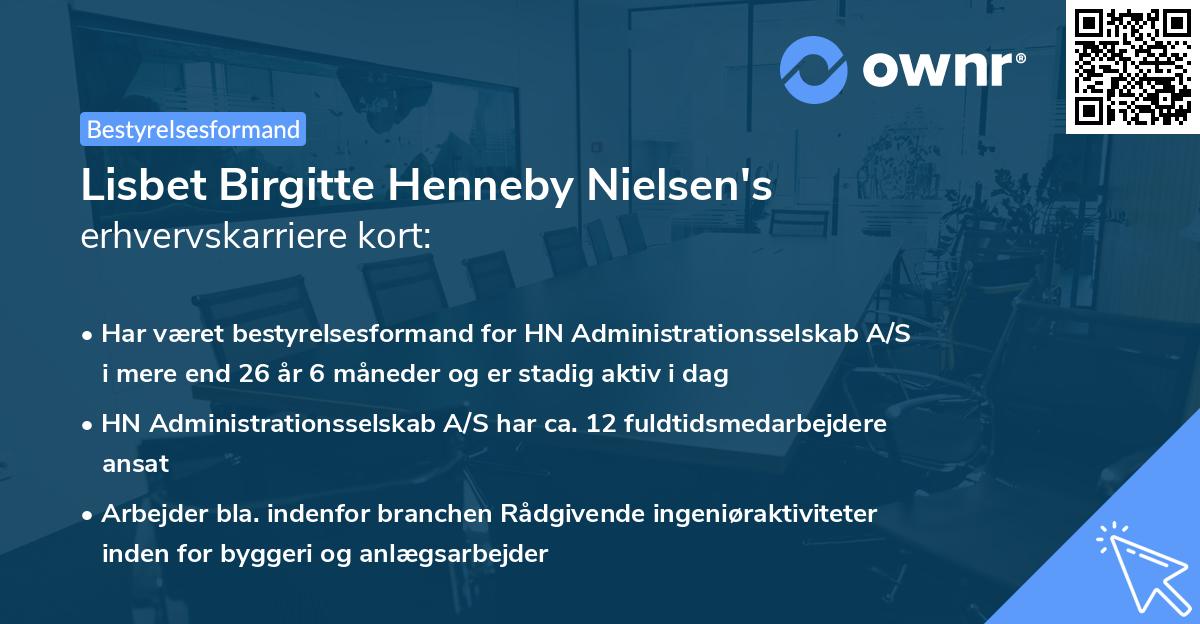Lisbet Birgitte Henneby Nielsen's erhvervskarriere kort