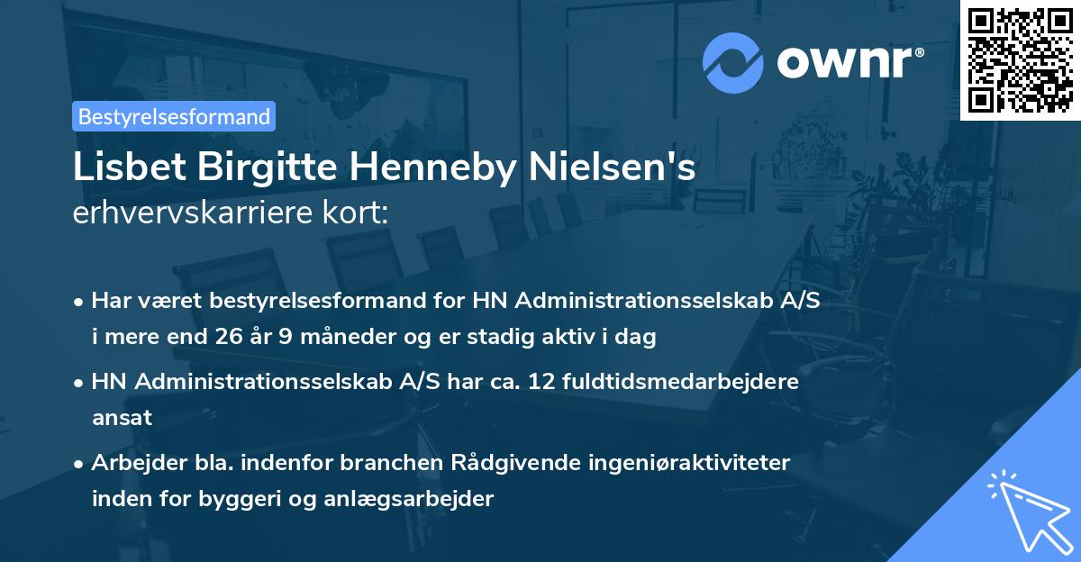 Lisbet Birgitte Henneby Nielsen's erhvervskarriere kort