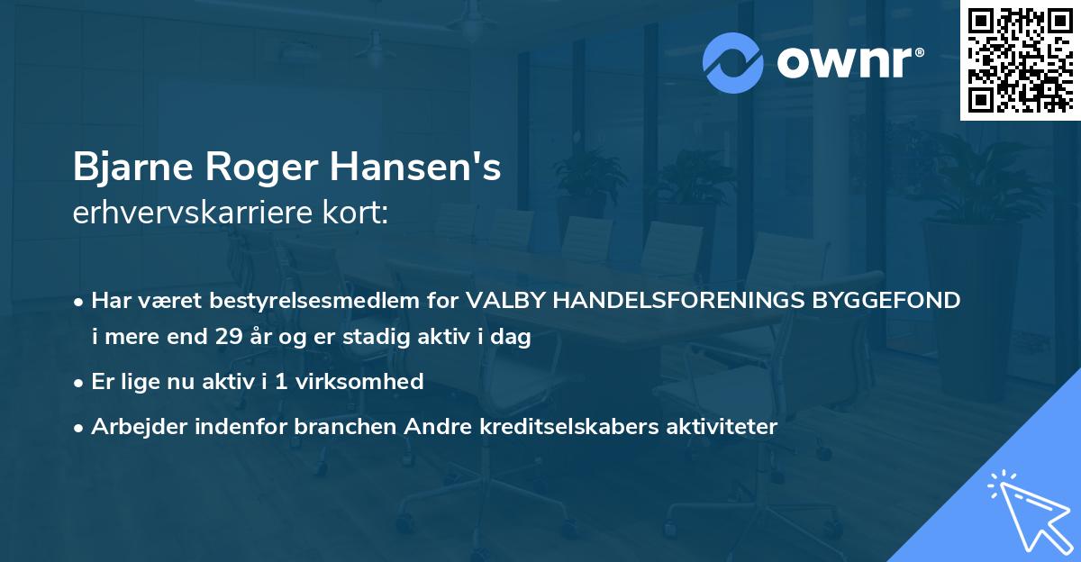 Bjarne Roger Hansen's erhvervskarriere kort