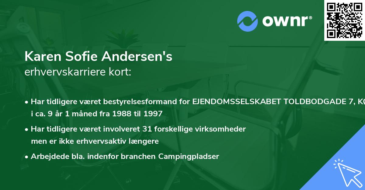 Karen Sofie Andersen's erhvervskarriere kort