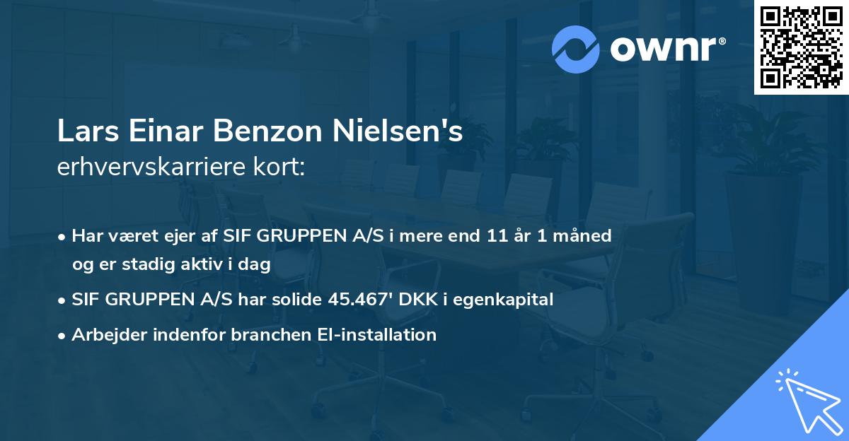 Lars Einar Benzon Nielsen's erhvervskarriere kort