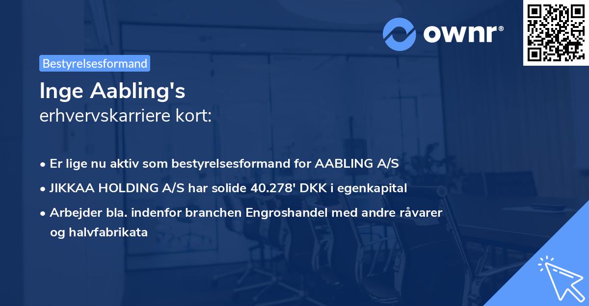 Inge Aabling's erhvervskarriere kort