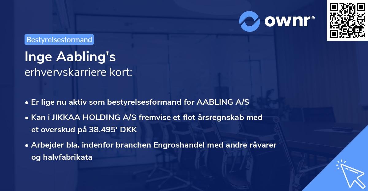 Inge Aabling's erhvervskarriere kort