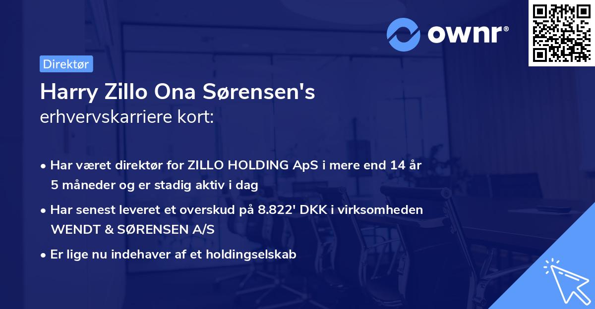 Harry Zillo Ona Sørensen's erhvervskarriere kort