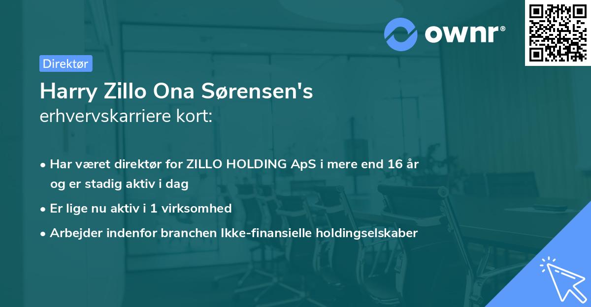 Harry Zillo Ona Sørensen's erhvervskarriere kort