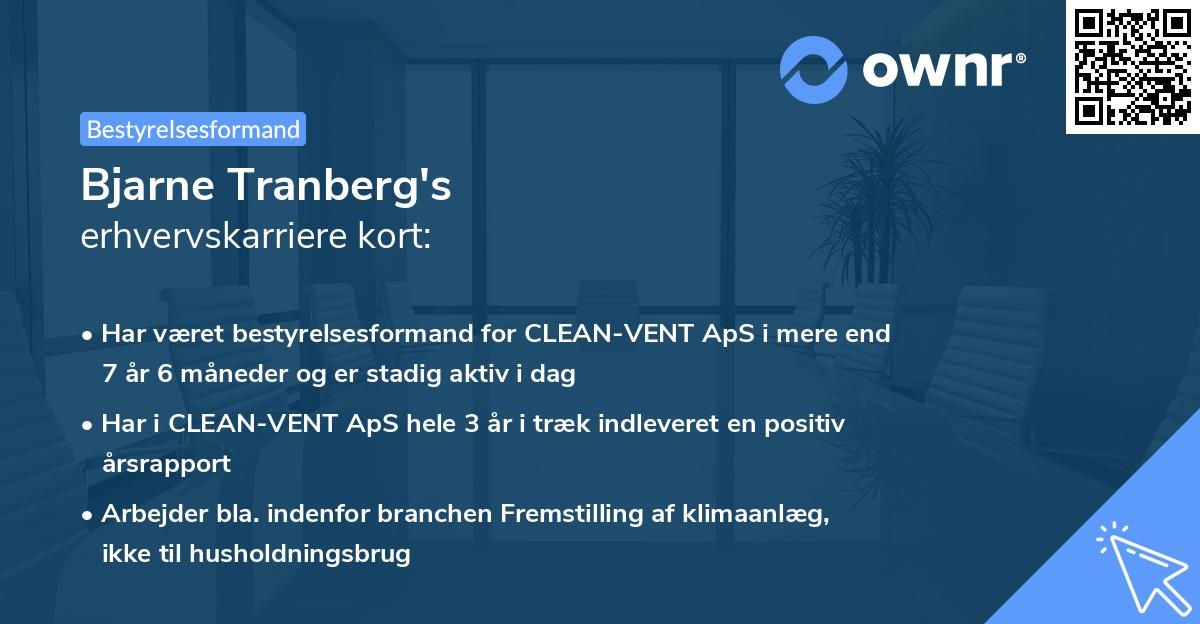 Bjarne Tranberg's erhvervskarriere kort