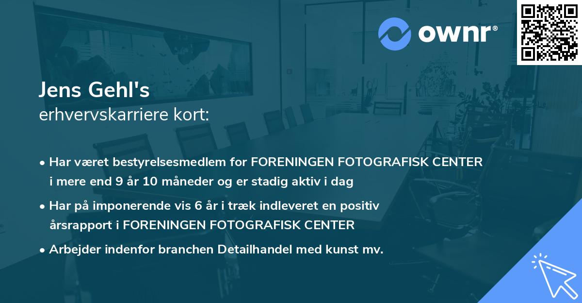 Jens Gehl's erhvervskarriere kort