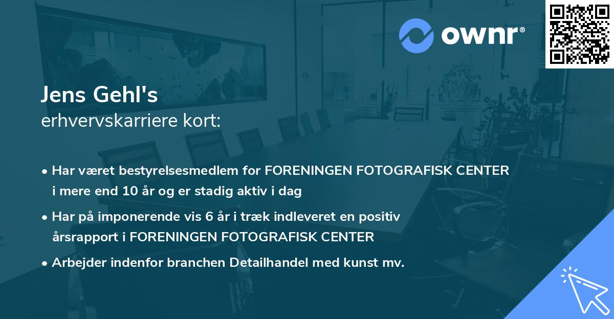 Jens Gehl's erhvervskarriere kort