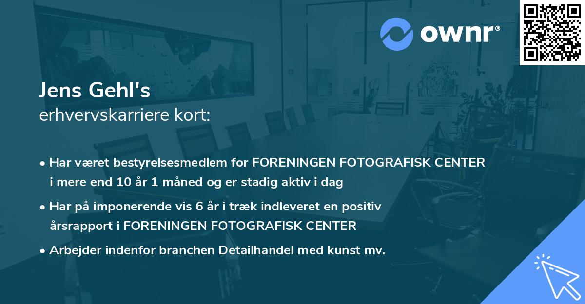 Jens Gehl's erhvervskarriere kort