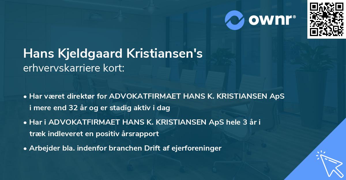 Hans Kjeldgaard Kristiansen's erhvervskarriere kort